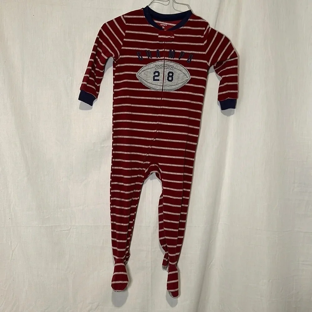 toddler fleece striped football footie outfit size 3T